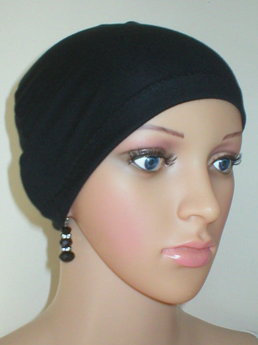 Cotton chemo sleep cap - Great for cancer hair loss or Alopecia - Gemma Black