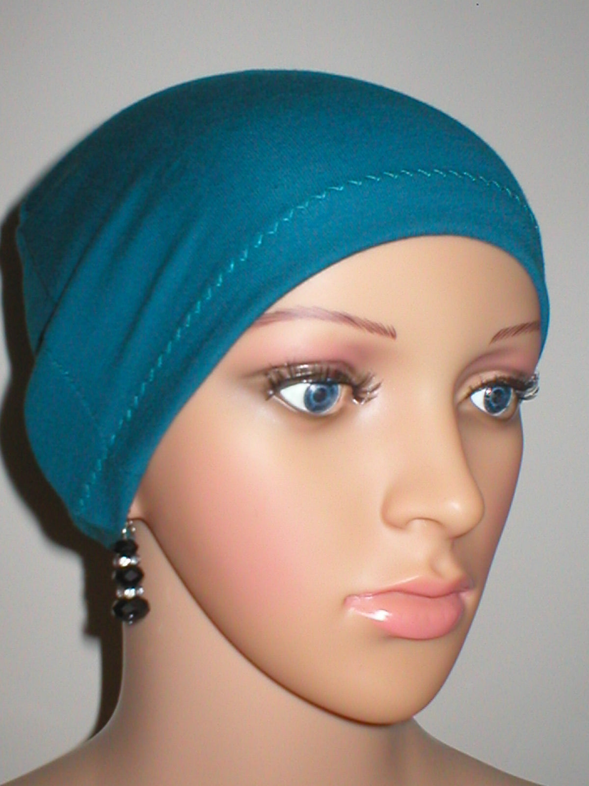 Cotton chemo sleep cap - Great for cancer hair loss or Alopecia - Gemma teal