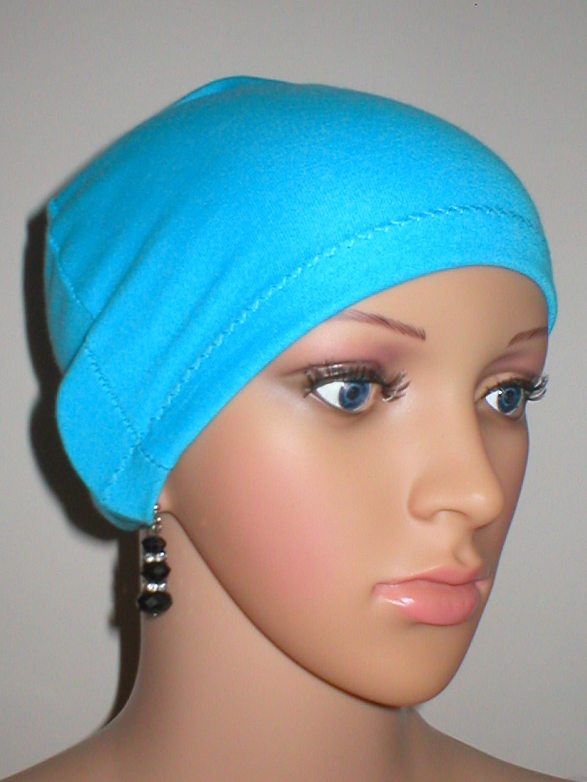 Cotton chemo sleep cap - Great for cancer hair loss or Alopecia - Gemma turquoise