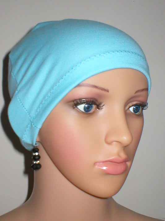 Cotton chemo sleep cap - Great for cancer hair loss or Alopecia - Gemma aqua