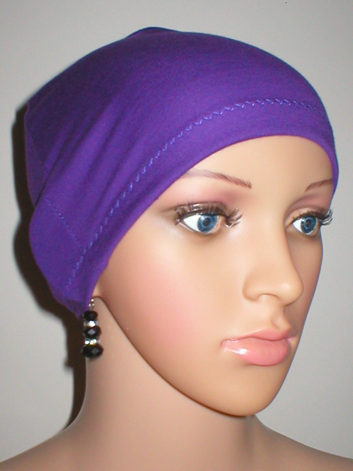 Cotton chemo sleep cap - Great for cancer hair loss or Alopecia - Gemma purple