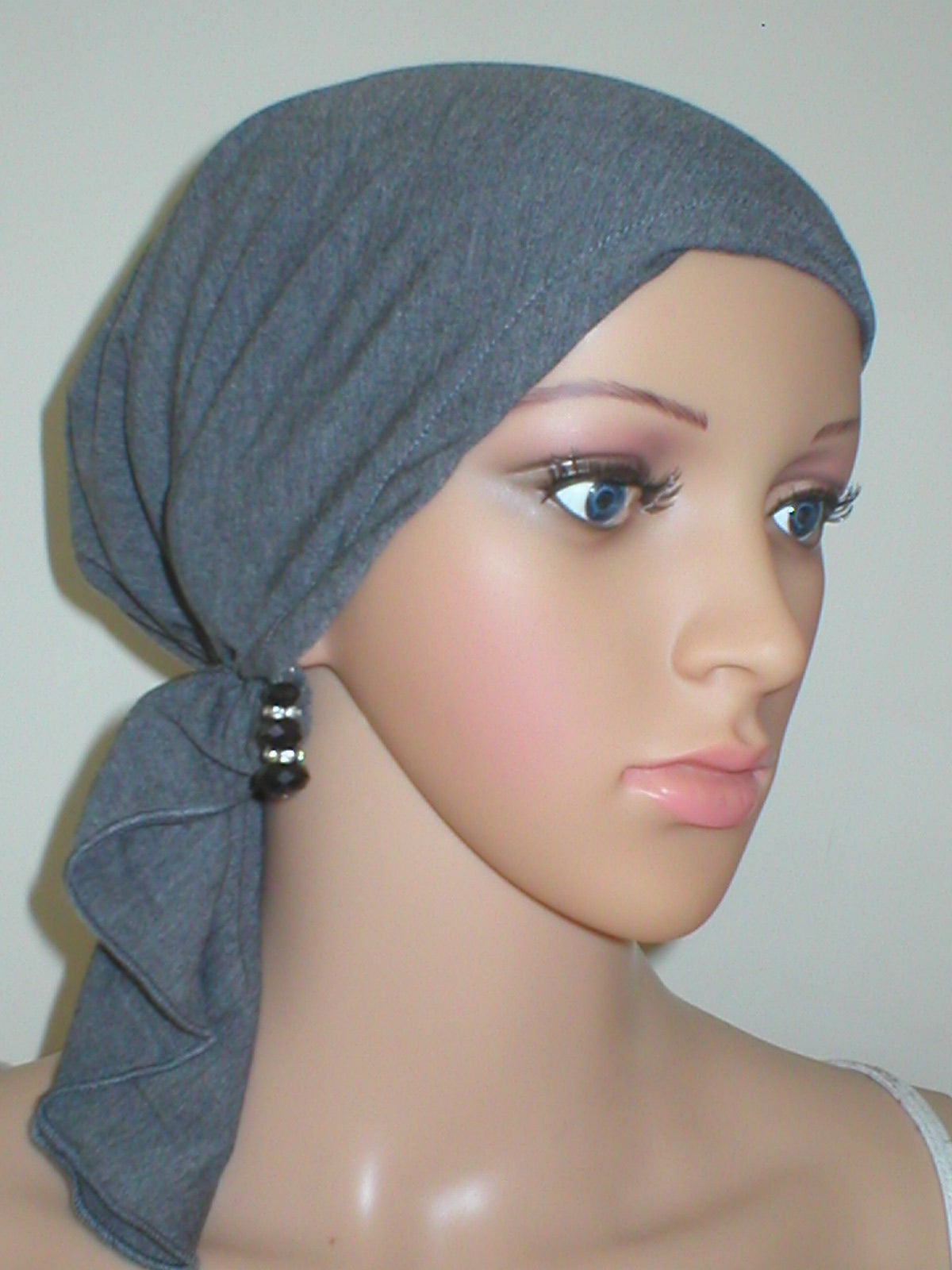 Bamboo jersey elasticated chemo bandana/ chemo scarf - Kiki - dark grey Marl