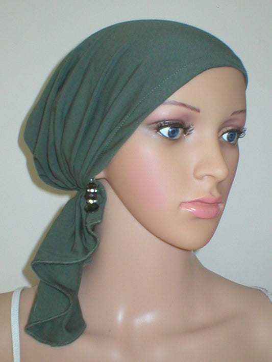 Bamboo jersey elasticated chemo bandana/ chemo scarf - Kiki - Olive