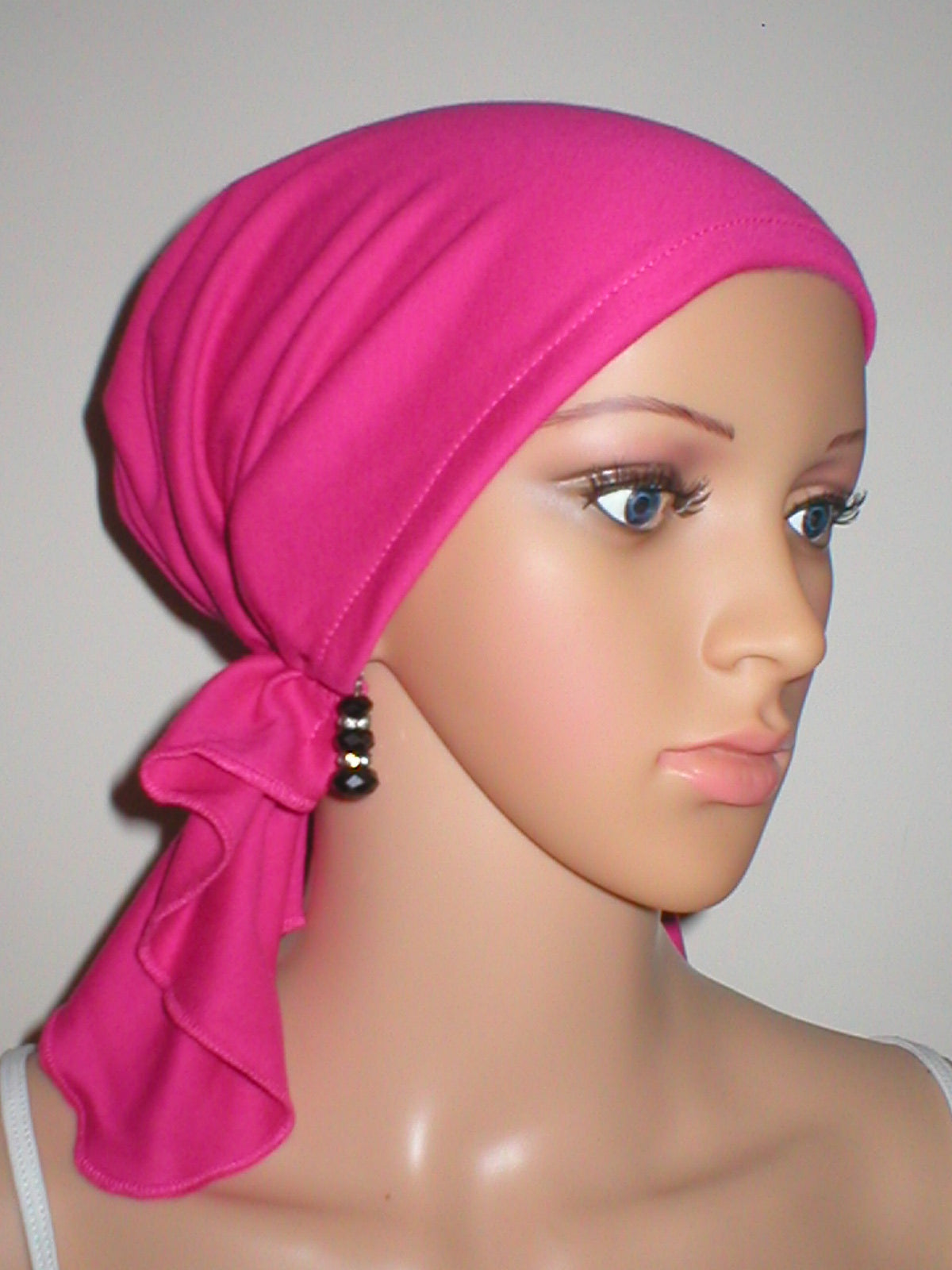 Cotton jersey elasticated chemo bandana/ pre tied chemo scarf - Lizzie hot pink