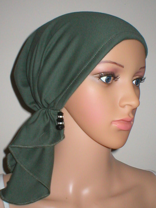 Cotton jersey elasticated chemo bandana/ pre tied chemo scarf - Lizzie olive