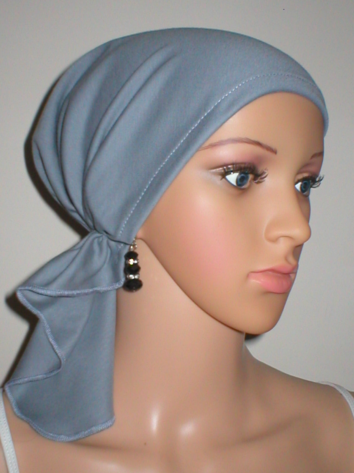 Cotton jersey elasticated chemo bandana/ pre tied chemo scarf - Lizzie light grey