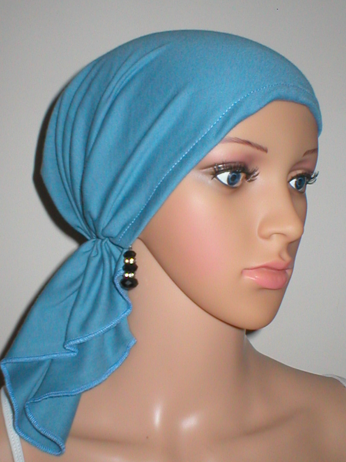 Cotton jersey elasticated chemo bandana/ pre tied chemo scarf - Lizzie provincial blue