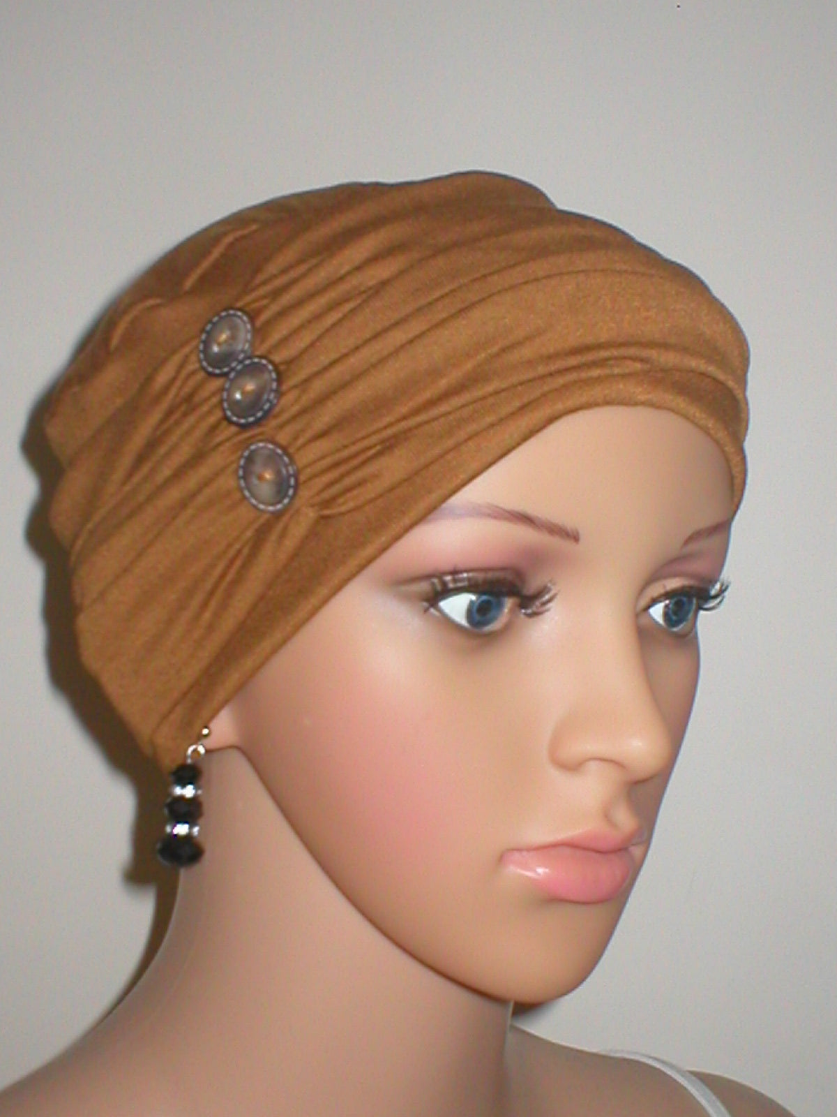 soft breathable comfortable chemo hat and removable twist headband - Full coverage chemo headwear for cancer hairloss or Alopecia - Billie ochre