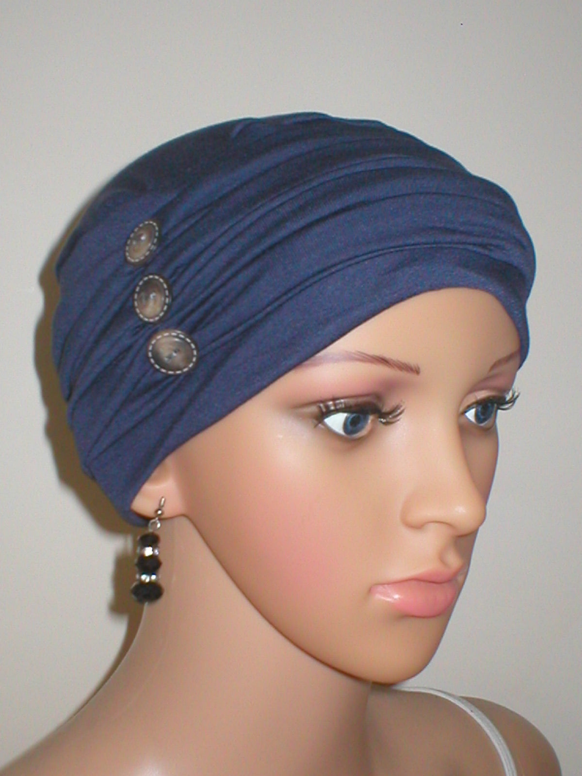 soft breathable comfortable chemo hat and removable twist headband - Full coverage chemo headwear for cancer hairloss or Alopecia - Billie steel