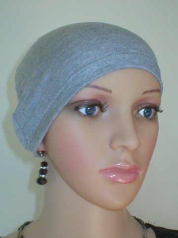 Soft lightweight comfortable chemo sleep hat/sleep cap - Chrissy Light grey marl