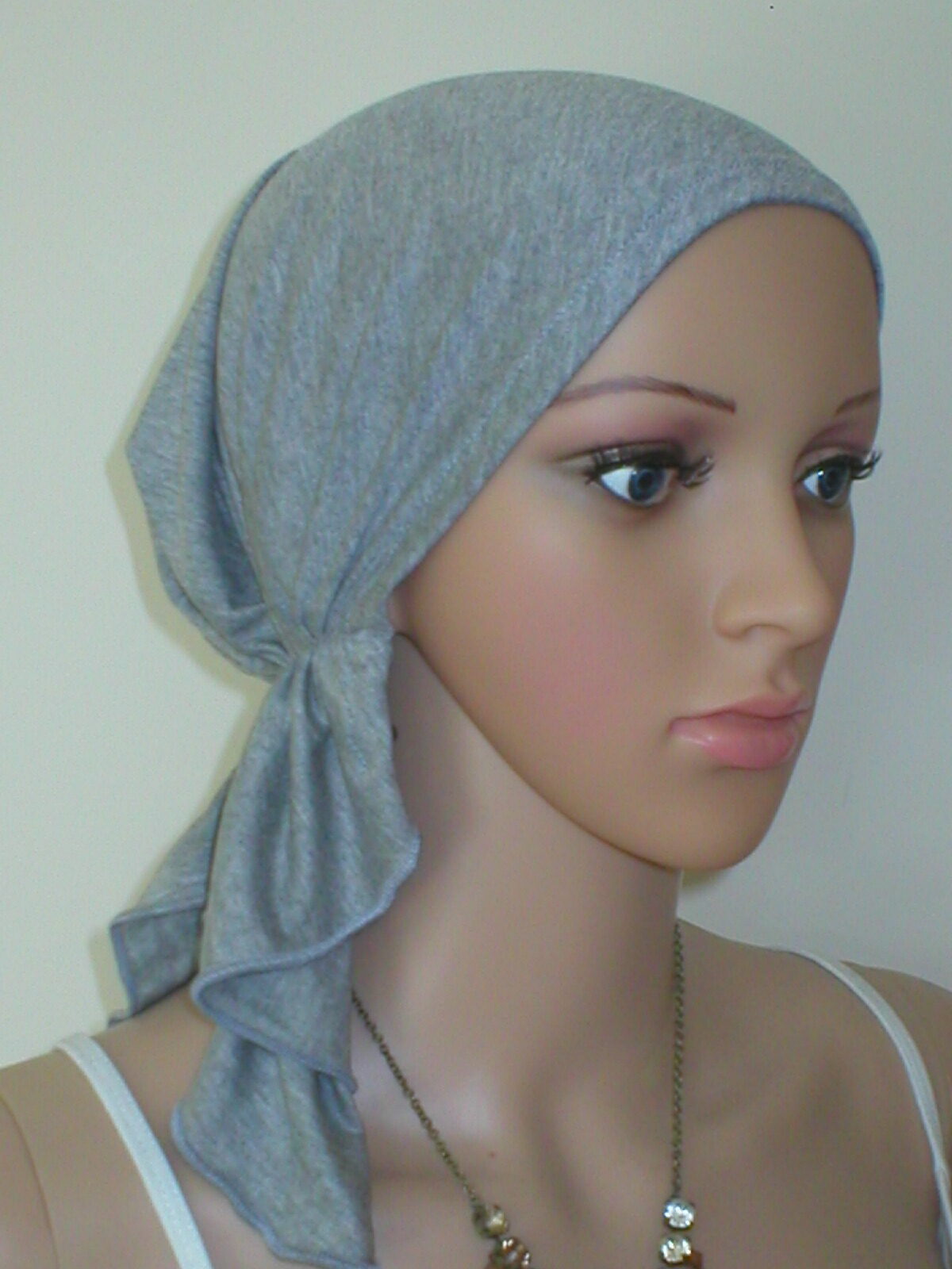 Bamboo jersey elasticated chemo bandana/ chemo scarf - Kiki - Light grey marl