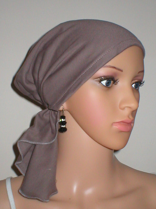 Cotton jersey elasticated chemo bandana/ pre tied chemo scarf - Lizzie mocha