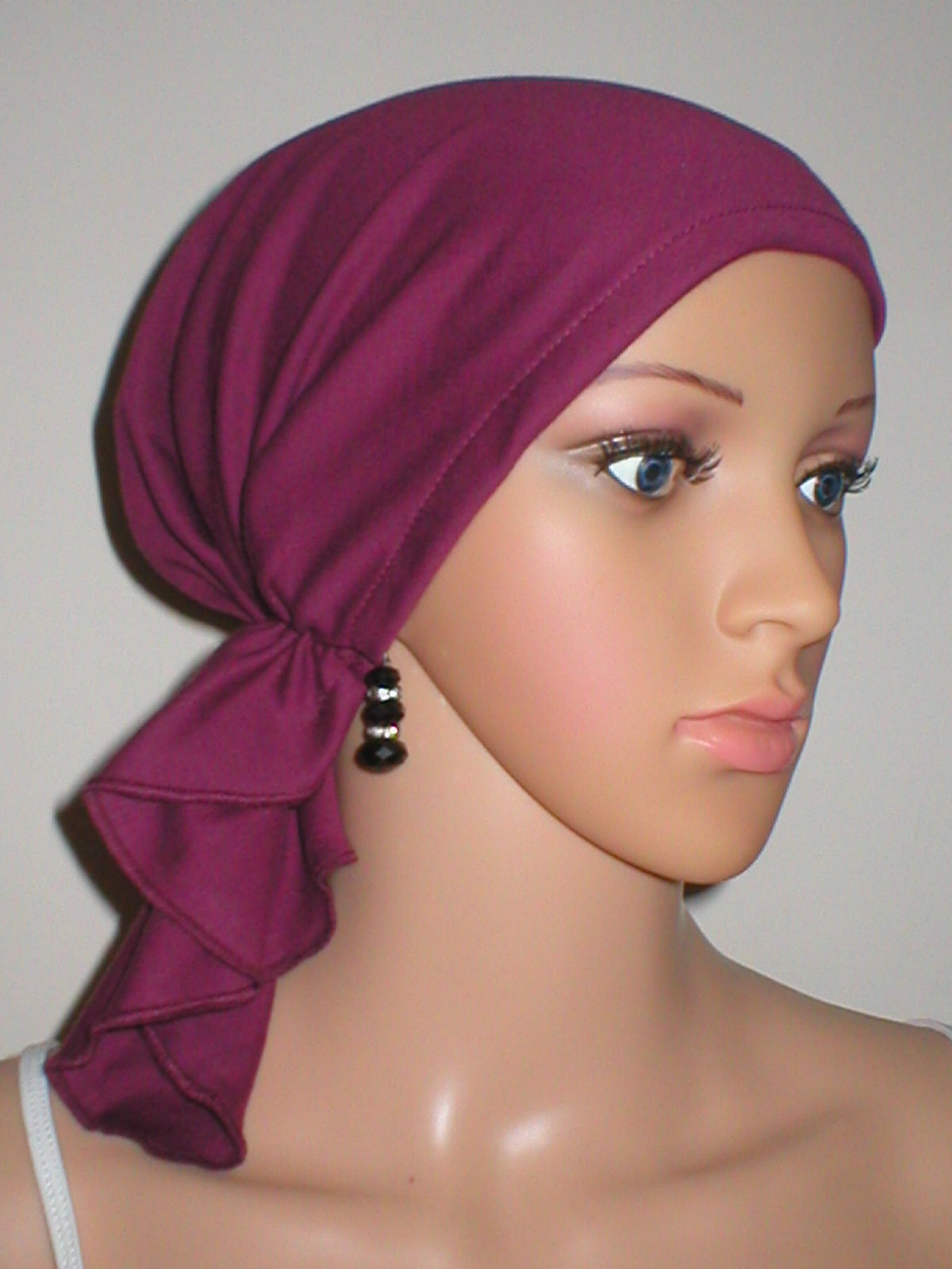 Cotton jersey elasticated chemo bandana/ pre tied chemo scarf - Lizzie wine