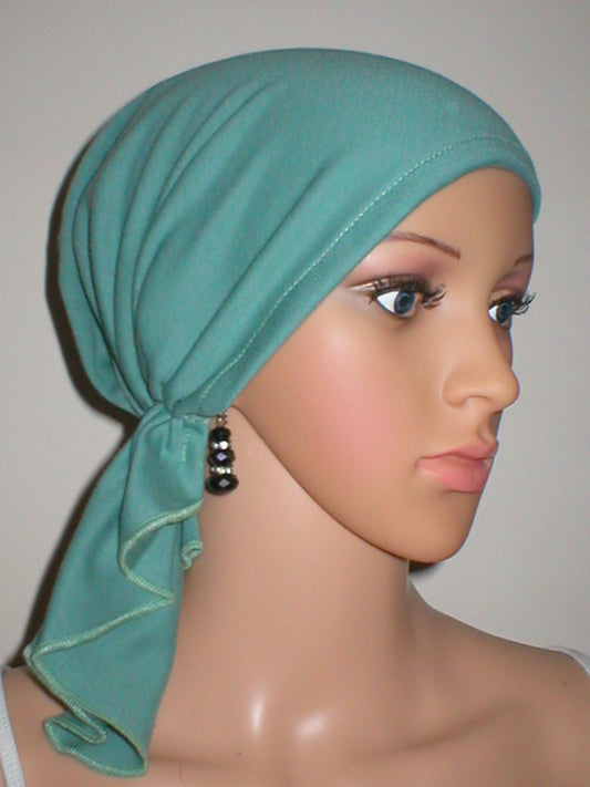 Cotton jersey elasticated chemo bandana/ pre tied chemo scarf - Lizzie pistachio