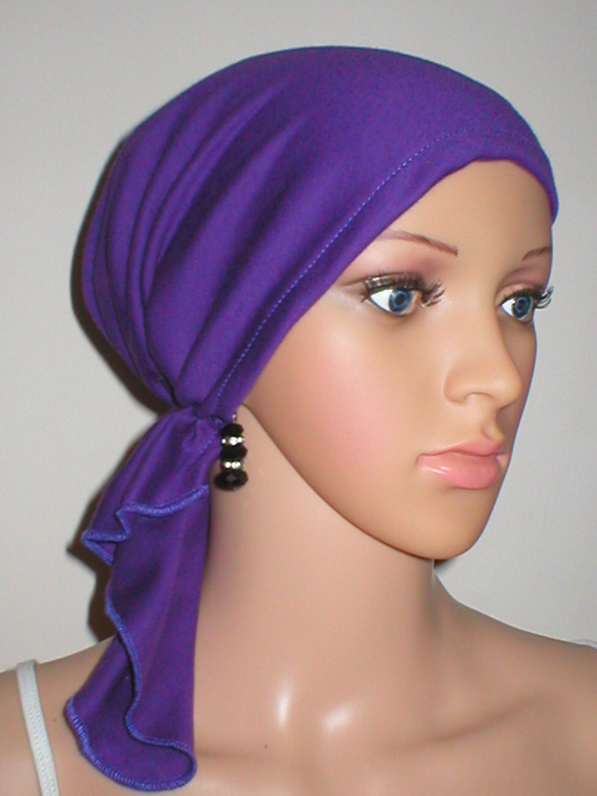 Cotton jersey elasticated chemo bandana/ pre tied chemo scarf - Lizzie purple