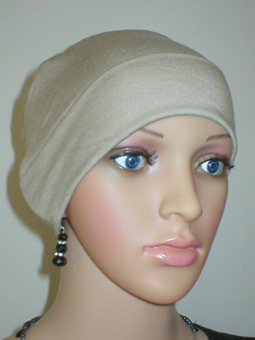 Soft comfortable base chemo hats for hair loss and alopecia - Olivia caramel