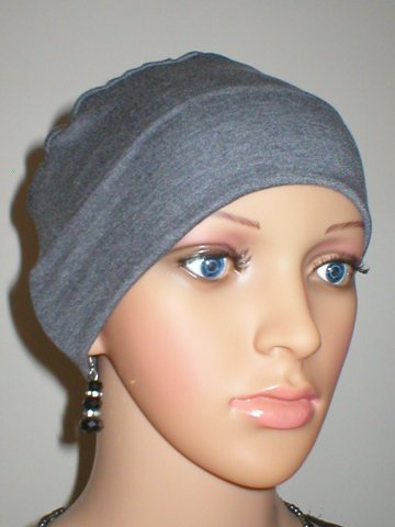 Soft comfortable base chemo hats for hair loss and alopecia - Olivia dark grey marl