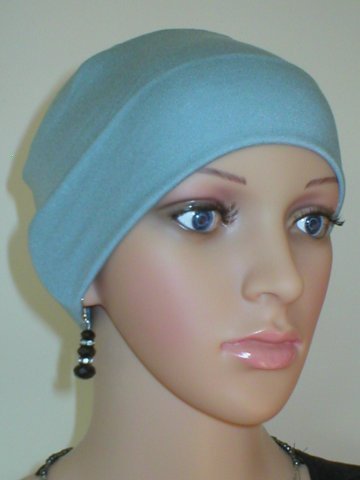 Soft comfortable base chemo hats for hair loss and alopecia - Olivia duck egg