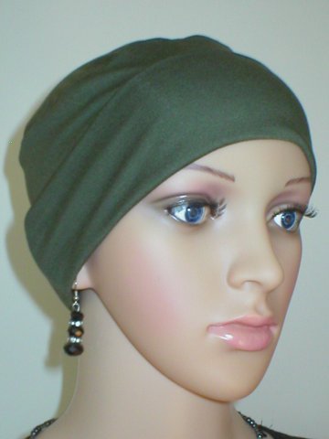 Soft comfortable base chemo hats for hair loss and alopecia - Olivia khaki