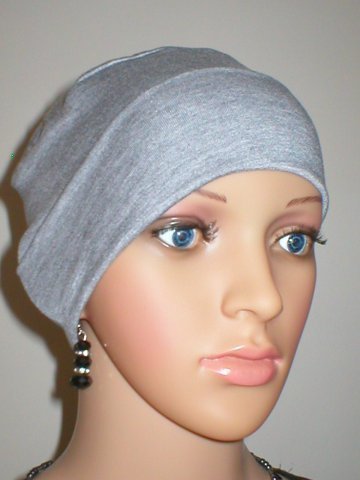 Soft comfortable base chemo hats for hair loss and alopecia - Olivia light grey marl