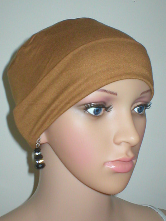 Soft comfortable base chemo hats for hair loss and alopecia - Olivia ochre