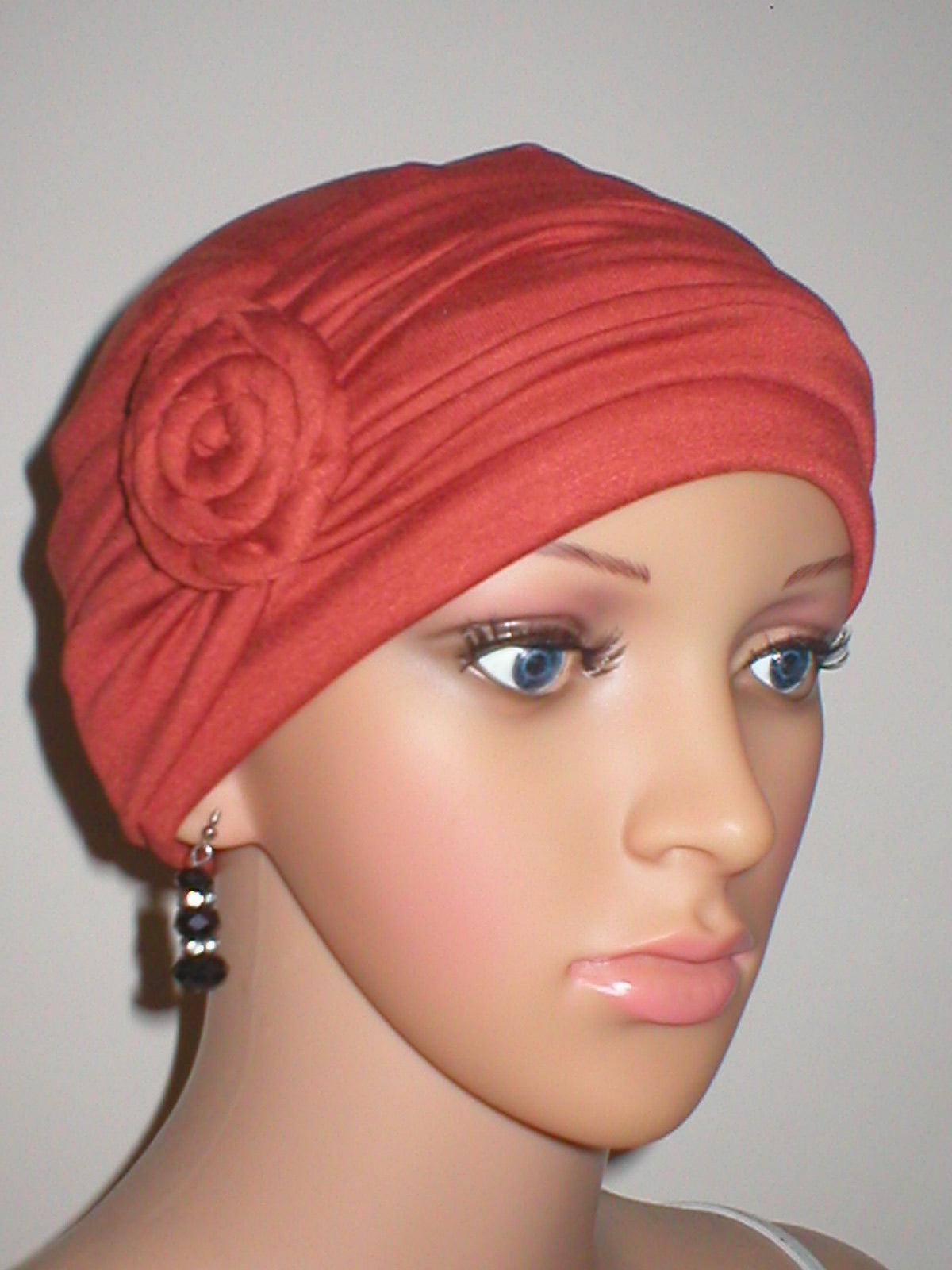 Soft breathable comfortable chemo hat and removable twist headband - Full coverage chemo headwear for cancer hairloss or Alopecia - Rosie copper