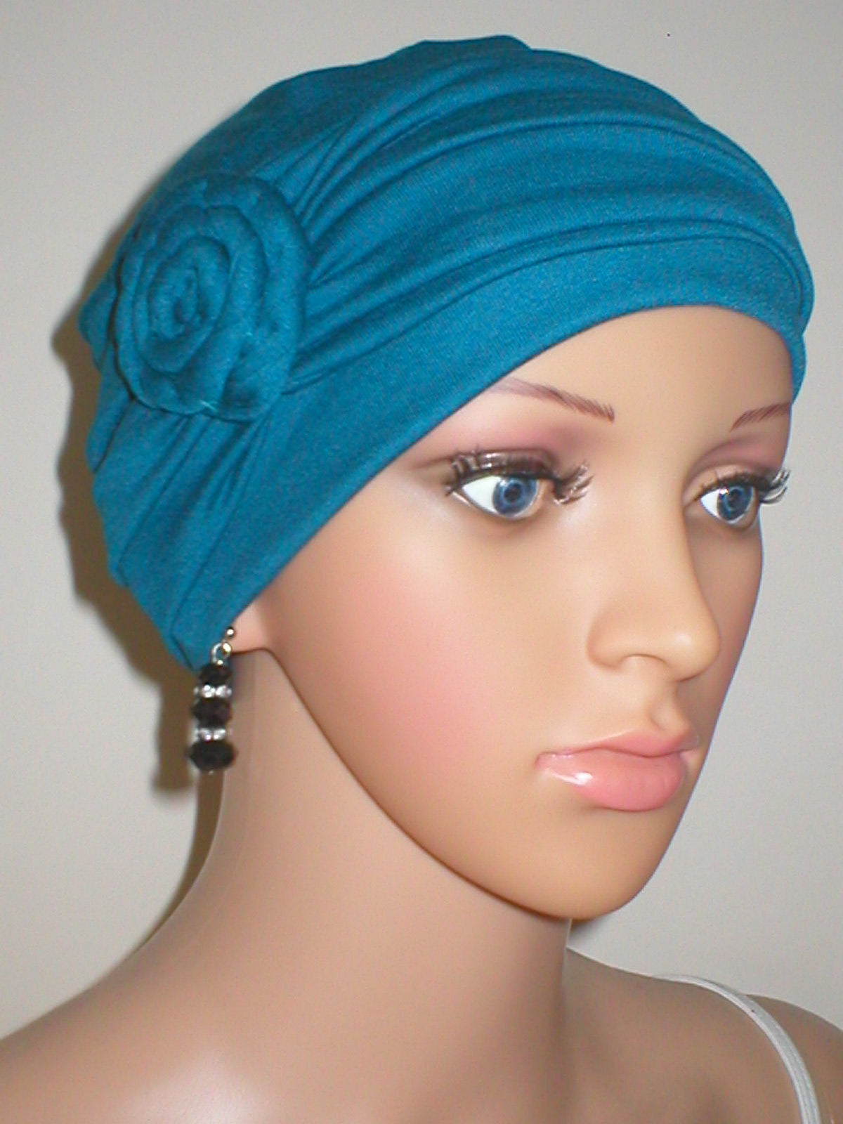 Soft breathable comfortable chemo hat and removable twist headband - Full coverage chemo headwear for cancer hairloss or Alopecia - Rosie teal