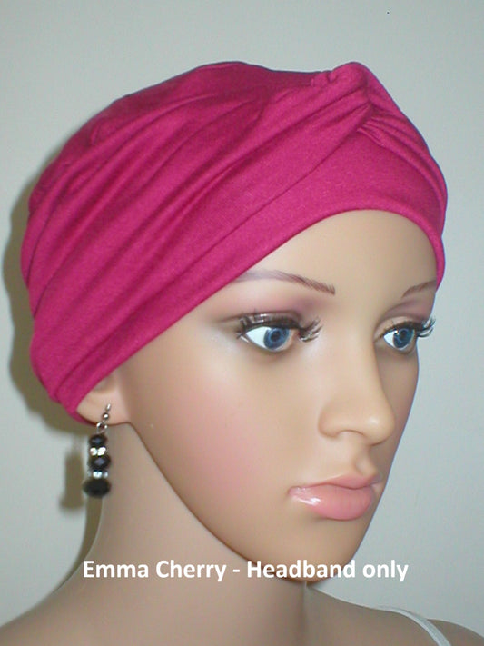 Wide plain twist jersey stretchy headbands - Perfect chemo hat accessories - Emma cherry