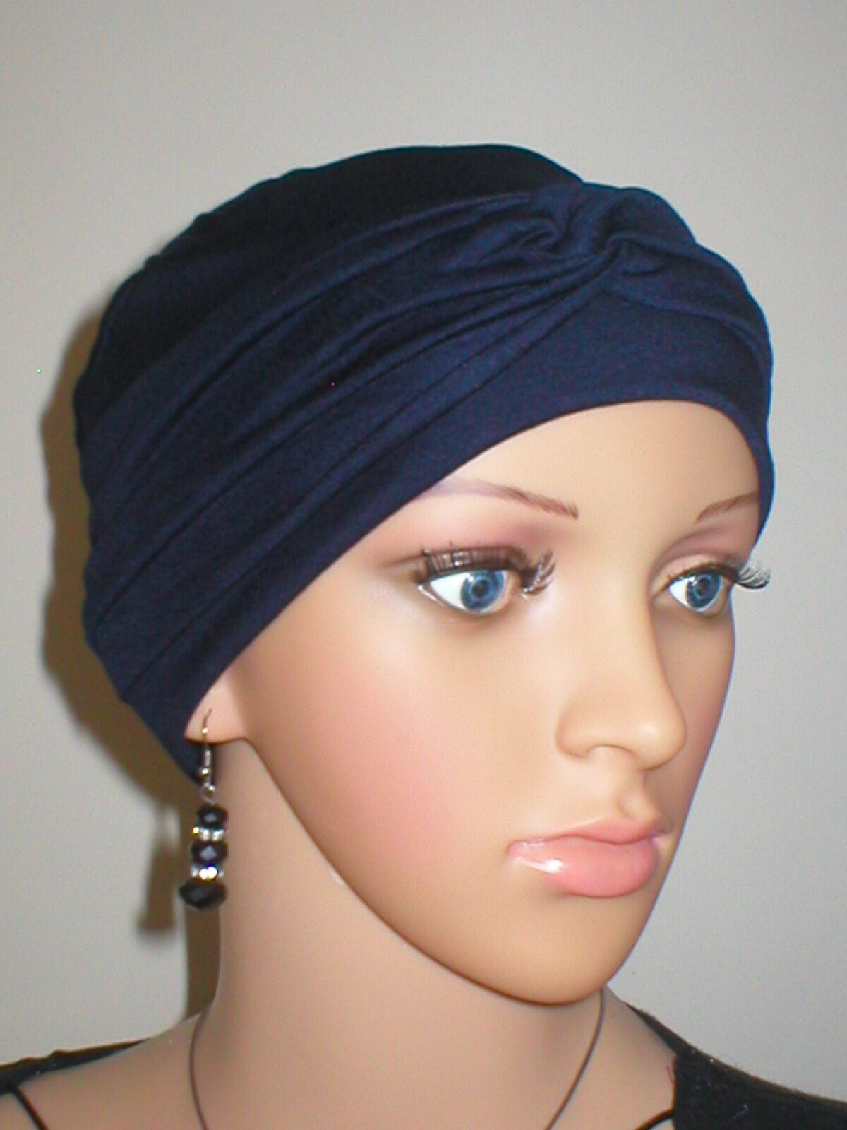 Soft comfortable chemo hat and twist headband - Full coverage chemo headwear - Suzie Navy