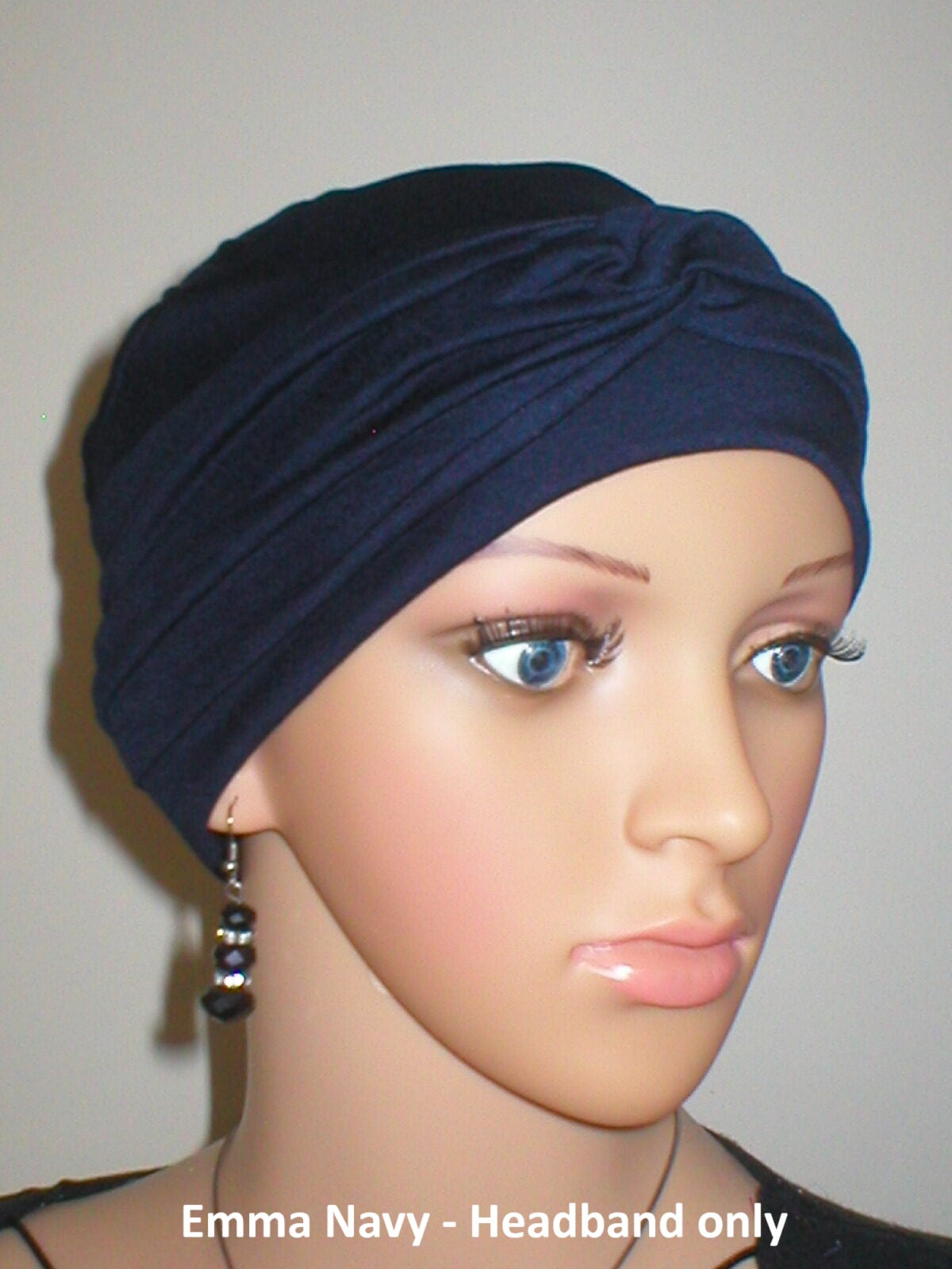 Wide plain twist jersey stretchy headbands - Perfect chemo hat accessories - Emma Navy