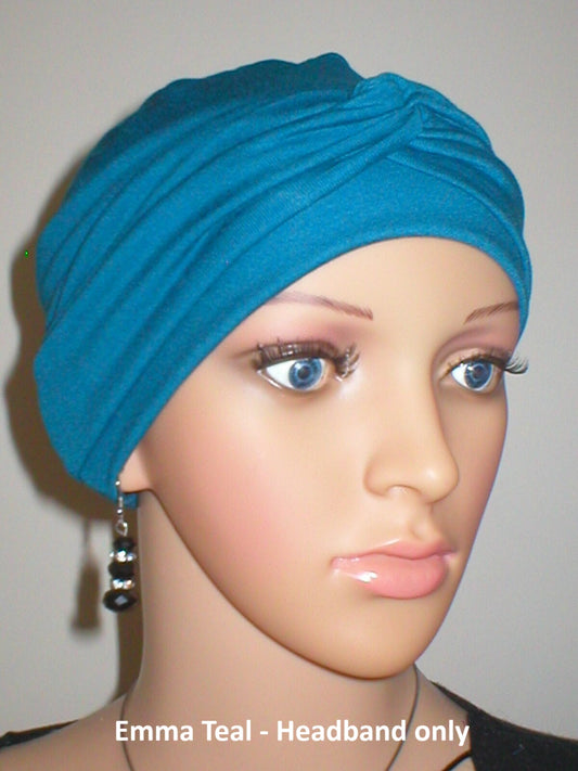 Wide plain twist jersey stretchy headbands - Perfect chemo hat accessories - Emma teal