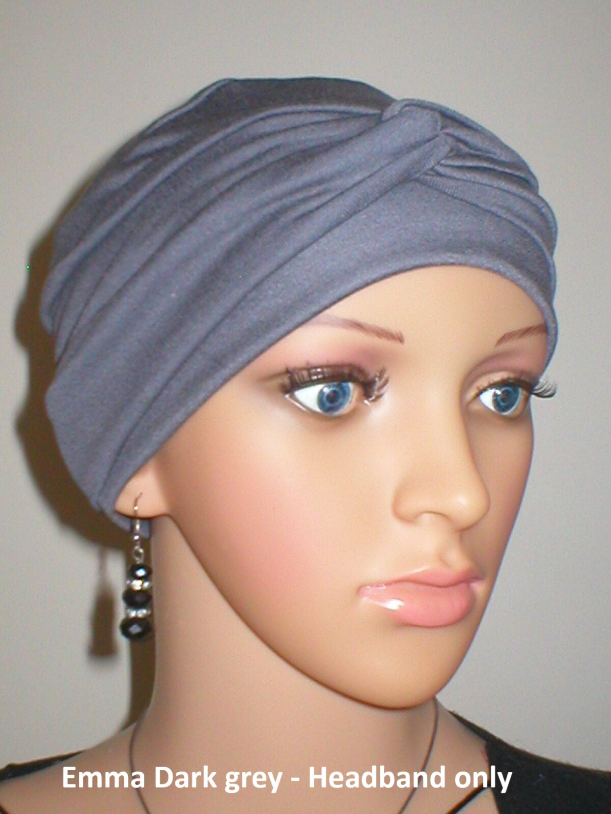 Wide plain twist jersey stretchy headbands - Perfect chemo hat accessories - Emma dark grey