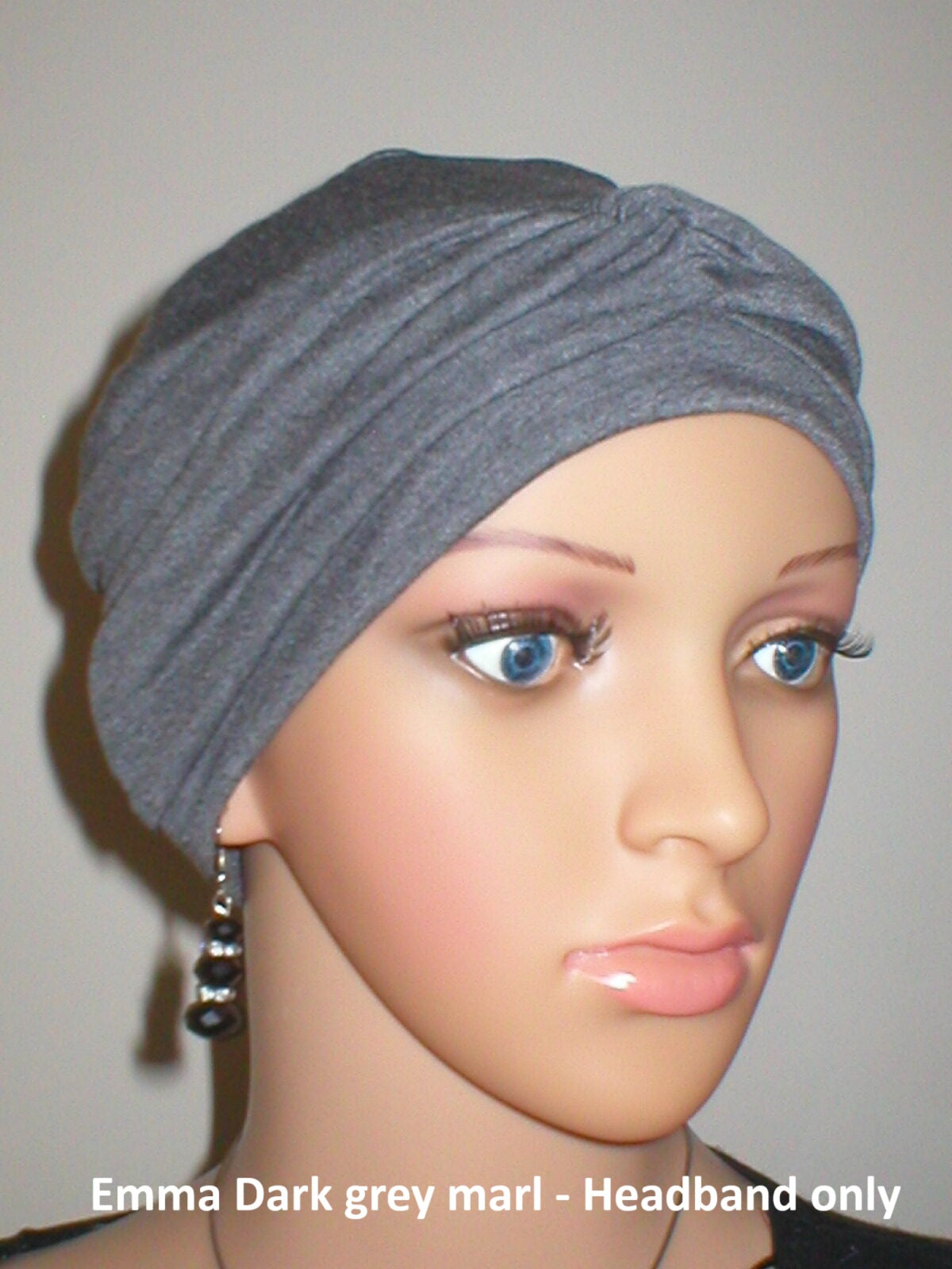 Wide plain twist jersey stretchy headbands - Perfect chemo hat accessories - Emma dark grey marl