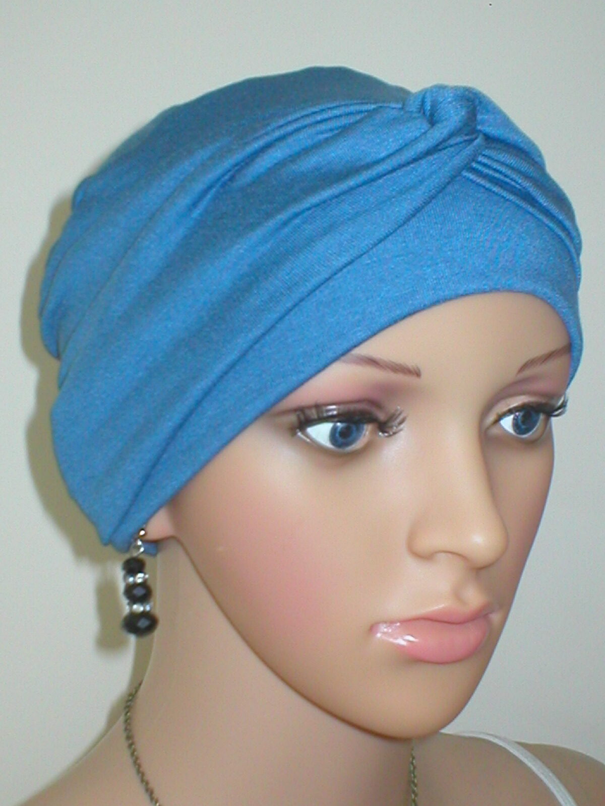 Soft comfortable chemo hat and twist headband - Full coverage chemo headwear - Suzie Denim