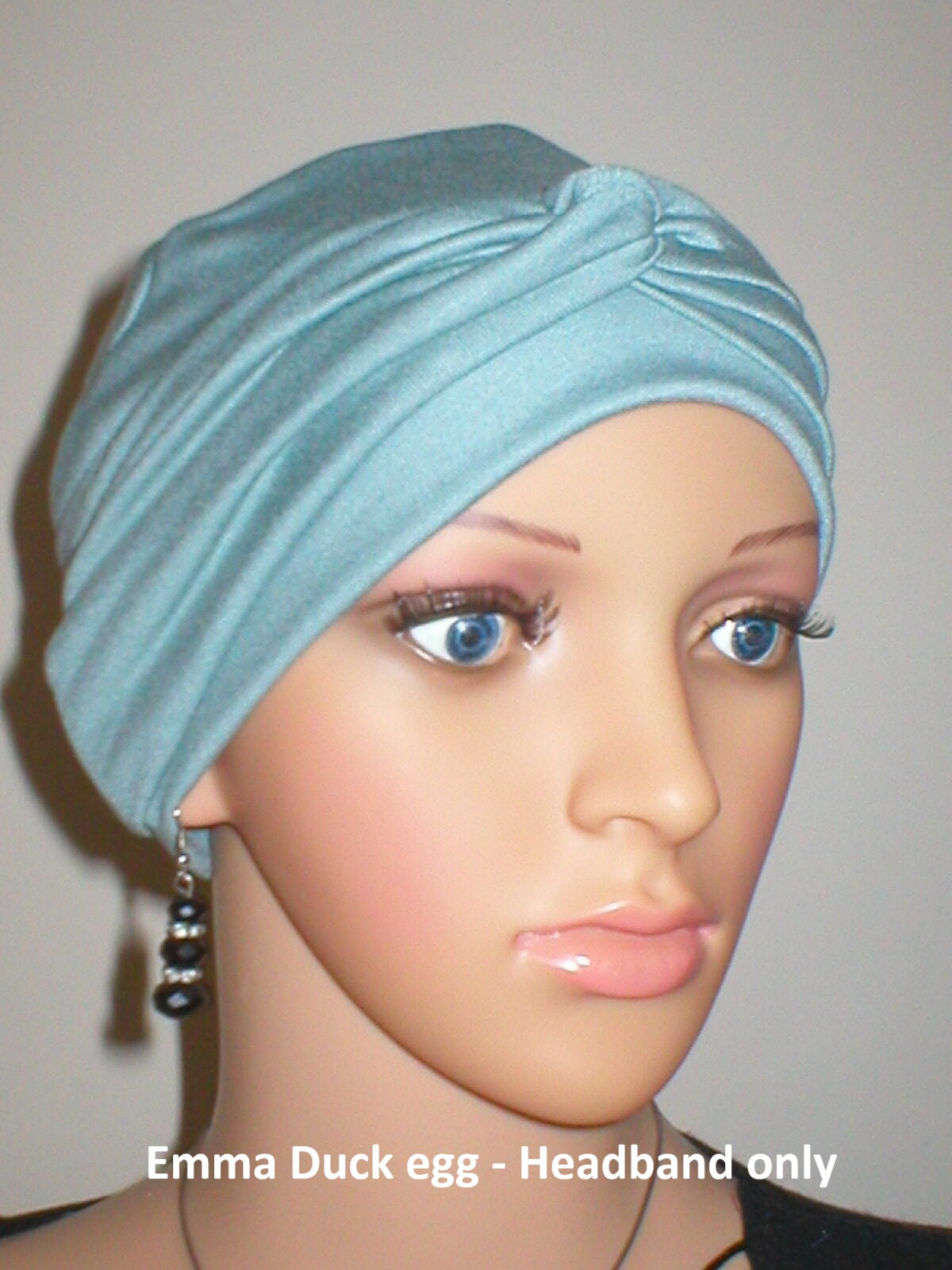 Wide plain twist jersey stretchy headbands - Perfect chemo hat accessories - Emma duck egg