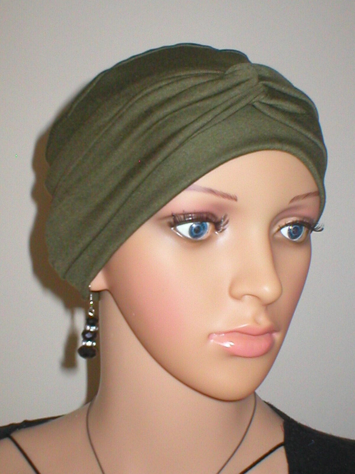 Soft comfortable chemo hat and twist headband - Full coverage chemo headwear - Suzie Khaki