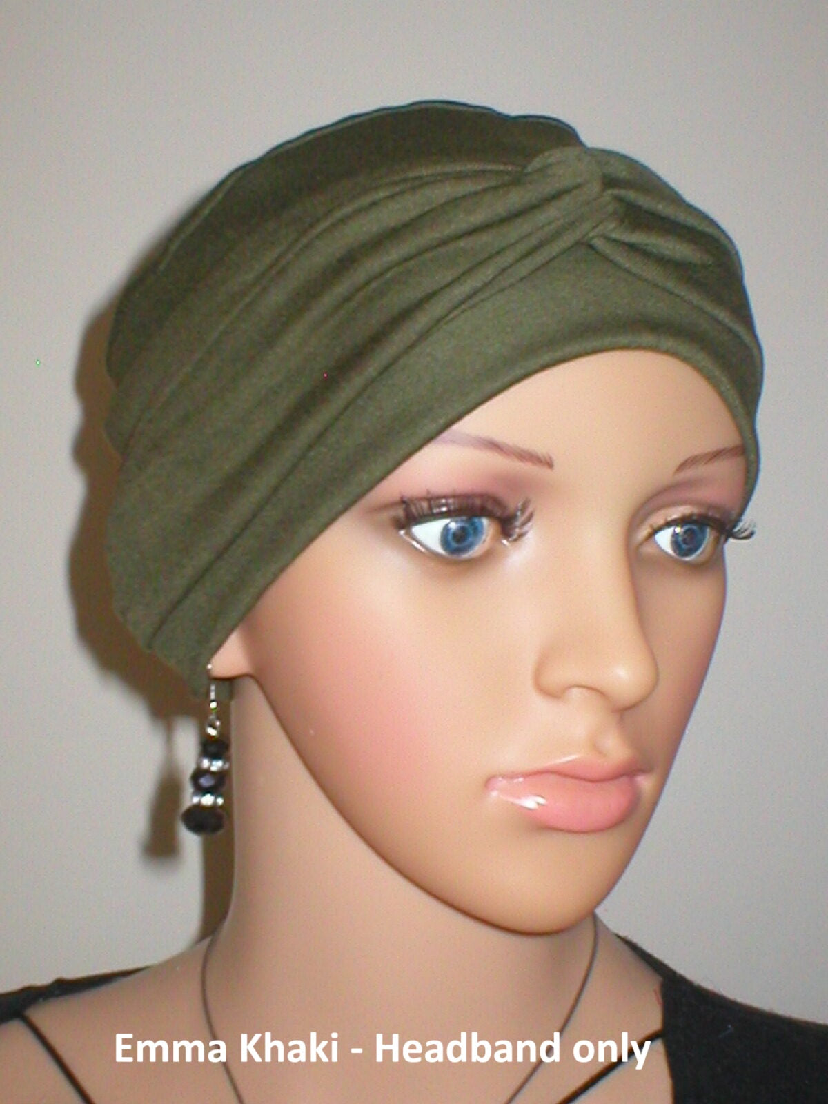 Wide plain twist jersey stretchy headbands - Perfect chemo hat accessories - Emma khaki