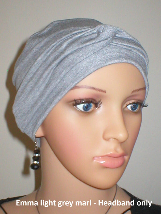 Wide plain twist jersey stretchy headbands - Perfect chemo hat accessories - Emma light grey marl